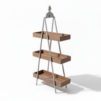 Подставка универсальная Этажерка h115 х 80 х 20 см, металл/дерево, белый/коричневый, FA59-44