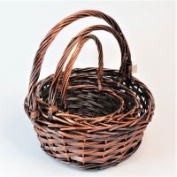 Набор корзин из 3 шт, круглые, коричневый, 5800 - вид 2 миниатюра