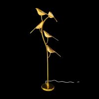 Светильник светодиодный Птицы на дереве h135 см, золото/белый, FA59-70