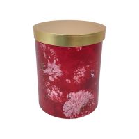 Коробка цилиндр Акварель цветы h44 х d32 см, бордовый/золото, FA54-56