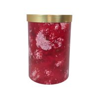 Коробка цилиндр Акварель цветы h38 х d30 см, бордовый/золото, FA54-56