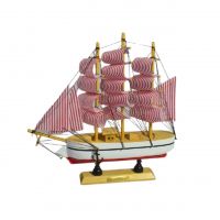 Корабль с полосатыми парусами, h24 см х 24 см, W96-17 - вид 1 миниатюра