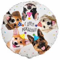 Шар фольгированный ДР Собачки фотографичные 18" - вид 1 миниатюра