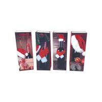 Сумка бумажная под бутылку 35 х 12 х 9 см, Новогодний дизайн, 12 шт, FA39-26