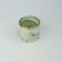 Кашпо керамическое Мрамор с золотой каймой, h7,5 х d7,5 см, зеленый, Z1-32 - вид 1 миниатюра