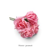 Роза искусственная h25 см, букет из 5 шт, нежно-розовый, M60-3