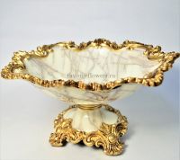 Ваза для фруктов из полистоуна Мрамор, h16,5 см, Р65-22 - вид 1 миниатюра