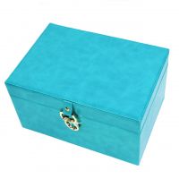 Коробка-органайзер с откидной крышкой, 35,5 х 25,5 х 18,5 см, экокожа, бирюзовый, Z8-5 - вид 6 миниатюра