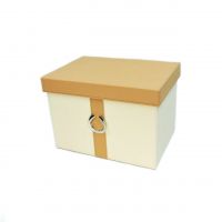 Коробка-органайзер с крышкой, 33,5 х 24 х 22,5 см, экокожа, бежевый/молочный, Z8-6 - вид 1 миниатюра