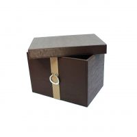 Коробка-органайзер с крышкой, 33,5 х 24 х 22,5 см, экокожа, шоколад, Z8-6 - вид 5 миниатюра