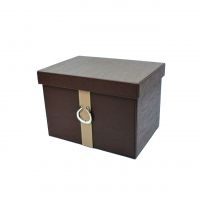 Коробка-органайзер с крышкой, 33,5 х 24 х 22,5 см, экокожа, шоколад, Z8-6 - вид 1 миниатюра