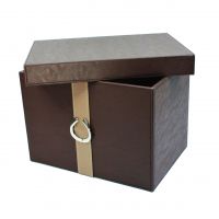 Коробка-органайзер с крышкой, 37 х 27,5 х 24,5 см, экокожа, шоколад, Z8-6 - вид 5 миниатюра