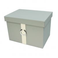 Коробка-органайзер с крышкой, 37 х 27,5 х 24,5 см, экокожа, серый, Z8-6 - вид 1 миниатюра