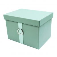 Коробка-органайзер с крышкой, 37 х 27,5 х 24,5 см, экокожа, серо-зеленый, Z8-6 - вид 1 миниатюра