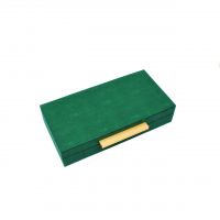 Коробка-органайзер с откидной крышкой, 36 х 18 х 7,5 см, экокожа, темно-зеленый, Z8-7 - вид 2 миниатюра