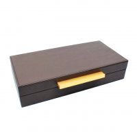 Коробка-органайзер с откидной крышкой, 46 х 24 х 7,5 см, экокожа, шоколад, Z8-7 - вид 1 миниатюра