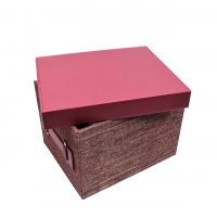 Коробка-органайзер с крышкой, 35 х 27,5 х 22,5 см, экокожа/текстиль, вино, Z8-9 - вид 1 миниатюра