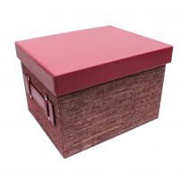 Коробка-органайзер с крышкой, 35 х 27,5 х 22,5 см, экокожа/текстиль, вино, Z8-9 - вид 1 миниатюра