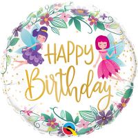 Шар фольгированный Happy Birthday Феи и Цветы, 18" - вид 1 миниатюра