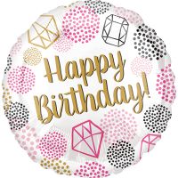 Шар фольгированный Happy Birthday Камни драгоценные, 18" - вид 1 миниатюра