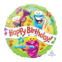 Шар фольгированный Happy Birthday Лягушки разноцветные, 18" - вид 1 миниатюра