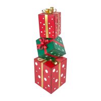Фигура декоративная Подарки новогодние h70 см, металл, красный/зеленый, FA42-47 - вид 1 миниатюра