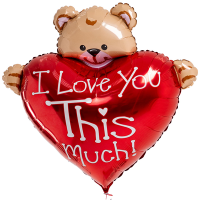 Шар фольгированнвй Сердце с мишкой ILY - вид 1 миниатюра