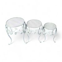 Подставка металлическая для цветов круглая, набор из 3 шт, молочный, FA59-29