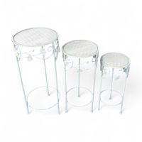 Подставка металлическая для цветов круглая, набор из 3 шт, молочный, FA59-30