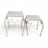 Подставка металлическая для цветов квадратная, набор из 2 шт, молочный, FA59-31