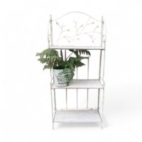 Подставка для цветов Стеллаж на 3 полки h133 х 59 х 29 см, металл/дерево, молочный, FA59-33