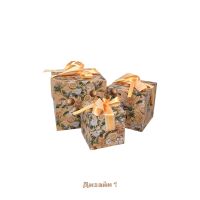 Коробка квадратная с бантом Цветы, набор из 3 шт, FA39-110 - вид 1 миниатюра