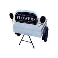 Подставка металлическая для цветов Тачка на колесах h67 х 50 х 50 см, белый/черный, FA42-35 - вид 1 миниатюра