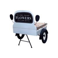 Подставка металлическая для цветов Тачка на колесах h67 х 50 х 50 см, белый/черный, FA42-35 - вид 2 миниатюра