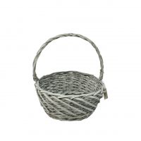 Корзина круглая M, d31 х h13(35) см, ива, серый, 5607-10 - вид 1 миниатюра
