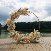 Каркас для декоративных целей круглый на подставке, d80 см, металл, матовое золото, Z9-18 - вид 1 миниатюра