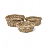 Корзина-кашпо круглая, набор из 3 шт, водоросли, натуральный, E10-2
