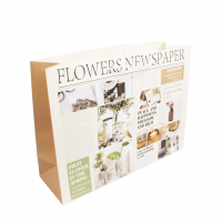 Сумка бумажная горизонтальная 33 х 42 х 15 см, Flowers newspaper, 12 шт, Z23-40 - вид 4 миниатюра