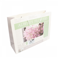 Сумка бумажная горизонтальная 33 х 42 х 15 см, Flowers newspaper, 12 шт, Z23-40 - вид 6 миниатюра
