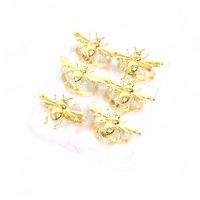 Кольцо для салфеток Пчела d4 см, 6 шт, металл, золото, FA61-6