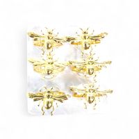 Кольцо для салфеток Пчела d4 см, 6 шт, металл, золото, FA61-6 - вид 1 миниатюра