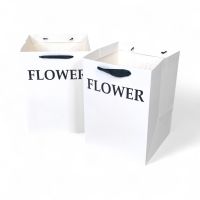 Сумка бумажная с широким дном FLOWER h35 х 25 х 25 см, 2 шт, белый, FA3-38