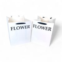 Сумка бумажная с широким дном FLOWER h40 х 32 х 32 см, 2 шт, белый, FA3-39