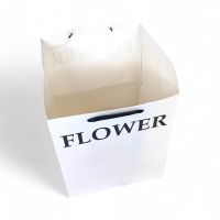Сумка бумажная с широким дном FLOWER h40 х 32 х 32 см, 2 шт, белый, FA3-39 - вид 2 миниатюра