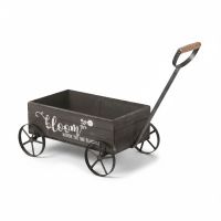 Подставка металлическая для цветов Тачка садовая h80 х 27 х 44 см, черный/коричневый, FA59-14