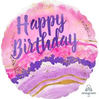 Шар фольгированный Happy Birthday Мраморная акварель, 18" - вид 1 миниатюра