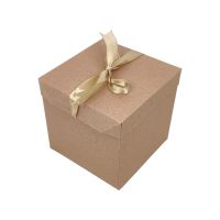Коробка складная с крышкой и лентой 15 х 15 х 15 см, крафт, FA39-30 - вид 1 миниатюра