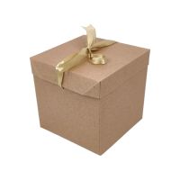 Коробка складная с крышкой и лентой 15 х 15 х 15 см, крафт, FA39-30 - вид 2 миниатюра