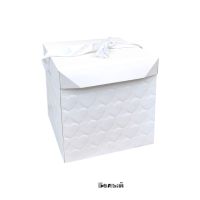 Коробка складная с крышкой и лентой 30 х 30 х 30 см, Тиснение Сердечки, FA39-29 - вид 1 миниатюра