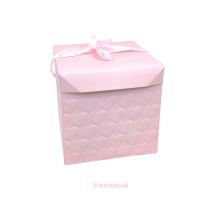 Коробка складная с крышкой и лентой 30 х 30 х 30 см, Тиснение Сердечки, FA39-29 - вид 2 миниатюра